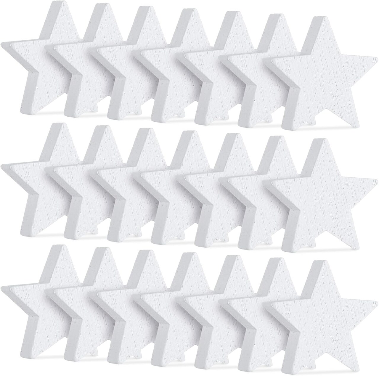 100 Pcs Small White Wooden Stars – 1 x 0.19 Inch Unfinished Wood Cutouts for Crafts, Patriotic Decorations, DIY Painting, Tiered Trays & Holiday/Christmas Décor